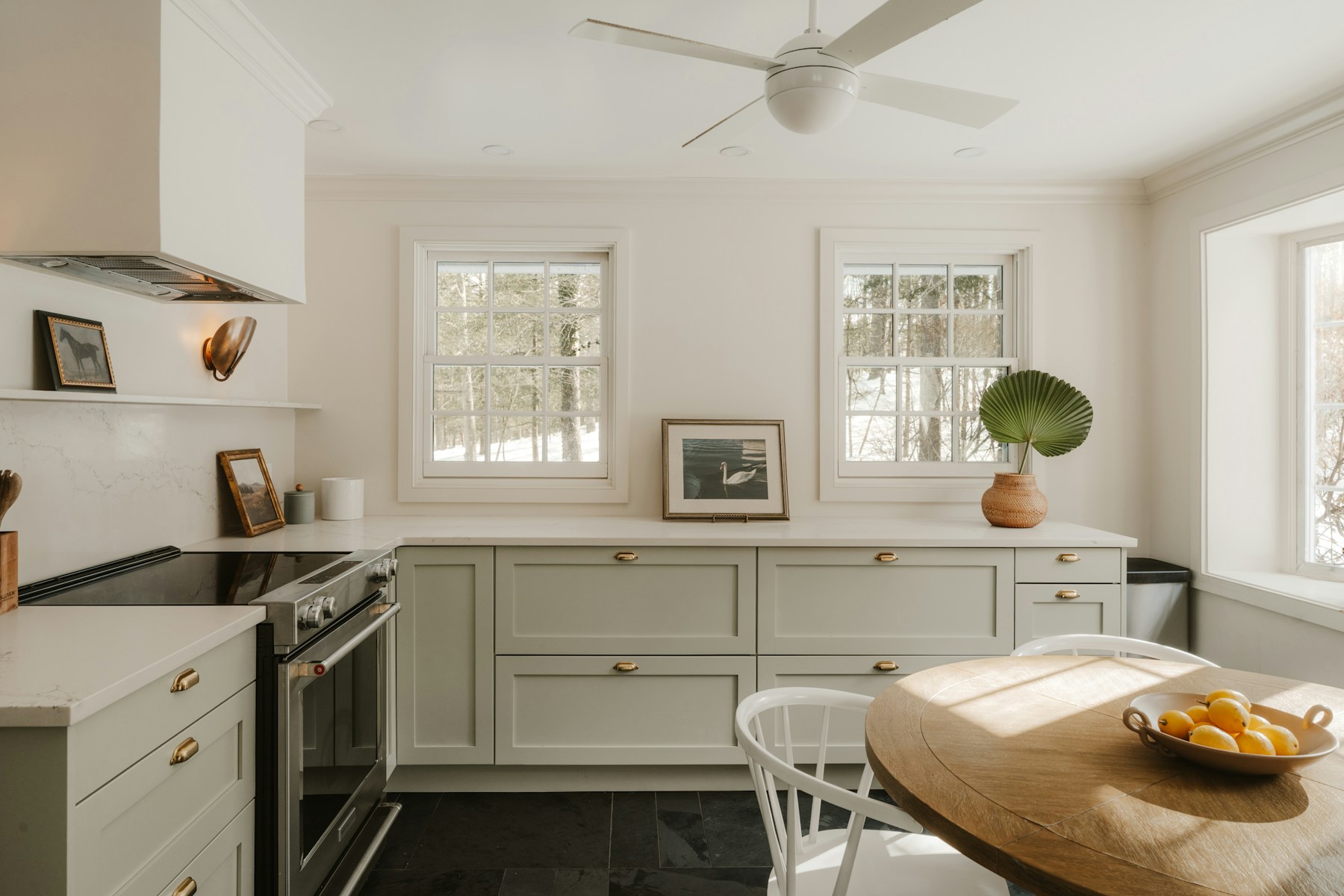 Classic shaker kitchen with rich green cabinetry